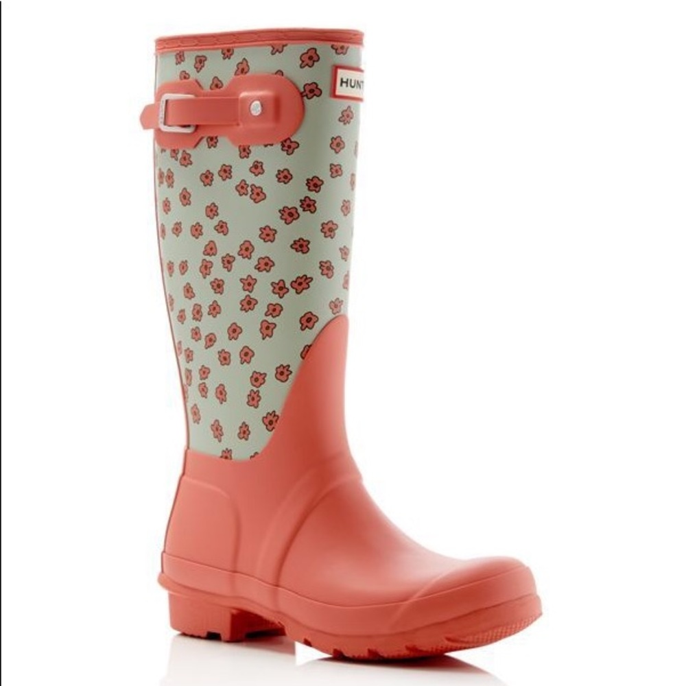 Hunter Pink Festival Floral Rain Boots